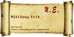 Miklóssy Erik névjegykártya